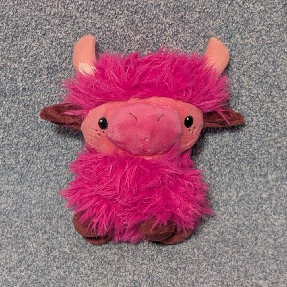 Highland Cow Hot Pink Valentine's Day Heart Stuffed Animal Plush Toy Dan Dee